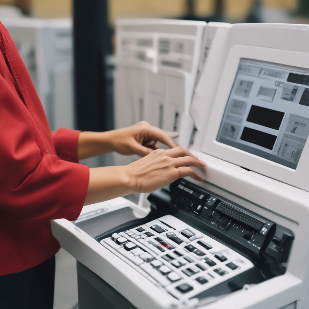 Person using an electronic voting machine